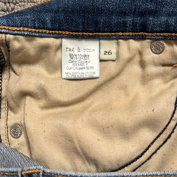 Rag&Bone Jeans women’s Dash distressed jeans color Wembly Size 26 - Picture 7 of 7